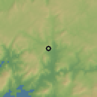 Shaded relief of the 52 km around Brión, drawn from the GMTED2010 grid