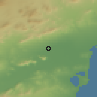 Shaded relief of the 54 km around Albatera, drawn from the GMTED2010 grid