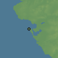 Shaded relief of the 54 km around Cádiz, drawn from the GMTED2010 grid