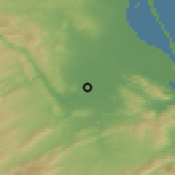 Shaded relief of the 54 km around Alberic, drawn from the GMTED2010 grid