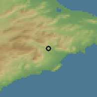 Shaded relief of the 54 km around Callosa d'En Sarrià, drawn from the GMTED2010 grid
