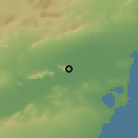 Shaded relief of the 54 km around Callosa de Segura, drawn from the GMTED2010 grid