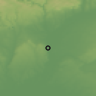 Shaded relief of the 54 km around Camas, drawn from the GMTED2010 grid
