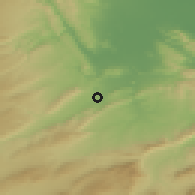 Shaded relief of the 54 km around Canals, drawn from the GMTED2010 grid