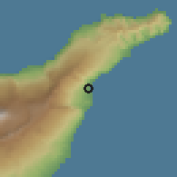Shaded relief of the 57 km around Candelária, drawn from the GMTED2010 grid