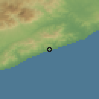 Shaded relief of the 53 km around Canet de Mar, drawn from the GMTED2010 grid
