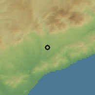 Shaded relief of the 53 km around Canovelles, drawn from the GMTED2010 grid