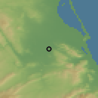 Shaded relief of the 54 km around Carcaixent, drawn from the GMTED2010 grid
