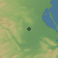 Shaded relief of the 54 km around Carlet, drawn from the GMTED2010 grid