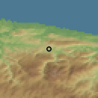 Shaded relief of the 52 km around Carreño, drawn from the GMTED2010 grid