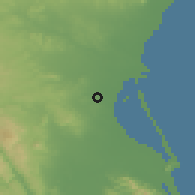 Shaded relief of the 54 km around Alcácer, drawn from the GMTED2010 grid