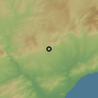 Shaded relief of the 53 km around Castellar del Vallès, drawn from the GMTED2010 grid