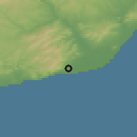 Shaded relief of the 53 km around Castelldefels, drawn from the GMTED2010 grid