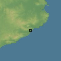 Shaded relief of the 53 km around Castell-Platja d'Aro, drawn from the GMTED2010 grid