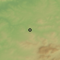 Shaded relief of the 54 km around Castro del Río, drawn from the GMTED2010 grid