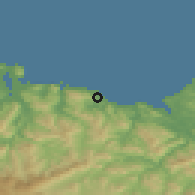 Shaded relief of the 52 km around Castro-Urdiales, drawn from the GMTED2010 grid