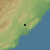 Shaded relief of the 53 km around Alcalá de Chivert, drawn from the GMTED2010 grid