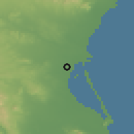 Shaded relief of the 53 km around Catarroja, drawn from the GMTED2010 grid