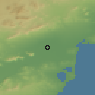Shaded relief of the 54 km around Catral, drawn from the GMTED2010 grid