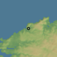 Shaded relief of the 52 km around Cedeira, drawn from the GMTED2010 grid