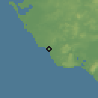 Shaded relief of the 55 km around Conil, drawn from the GMTED2010 grid