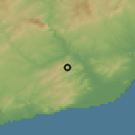 Shaded relief of the 53 km around Corbera de Llobregat, drawn from the GMTED2010 grid