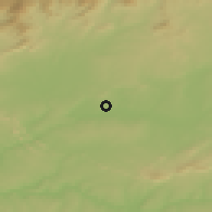 Shaded relief of the 53 km around Coria, drawn from the GMTED2010 grid