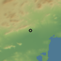 Shaded relief of the 54 km around Crevillent, drawn from the GMTED2010 grid