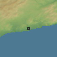 Shaded relief of the 53 km around Cubelles, drawn from the GMTED2010 grid
