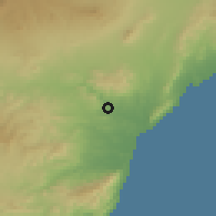 Shaded relief of the 54 km around Cuevas del Almanzora, drawn from the GMTED2010 grid