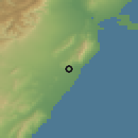 Shaded relief of the 53 km around Alcanar, drawn from the GMTED2010 grid