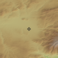 Shaded relief of the 54 km around Cúllar Vega, drawn from the GMTED2010 grid