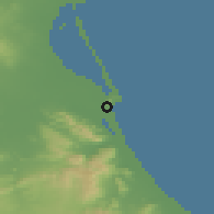 Shaded relief of the 54 km around Cullera, drawn from the GMTED2010 grid