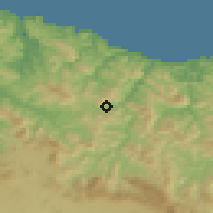 Shaded relief of the 52 km around Eibar, drawn from the GMTED2010 grid