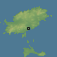 Shaded relief of the 54 km around Eivissa, drawn from the GMTED2010 grid
