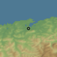 Shaded relief of the 52 km around El Astillero, drawn from the GMTED2010 grid
