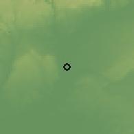 Shaded relief of the 54 km around El Cuervo de Sevilla, drawn from the GMTED2010 grid