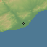 Shaded relief of the 53 km around El Prat de Llobregat, drawn from the GMTED2010 grid