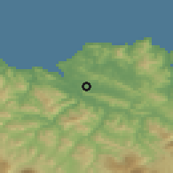 Shaded relief of the 52 km around Erandio, drawn from the GMTED2010 grid