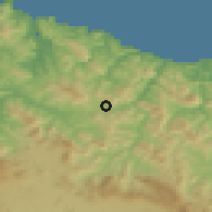 Shaded relief of the 52 km around Ermua, drawn from the GMTED2010 grid