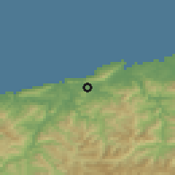 Shaded relief of the 52 km around Errenteria, drawn from the GMTED2010 grid