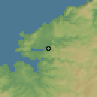 Shaded relief of the 52 km around Fene, drawn from the GMTED2010 grid