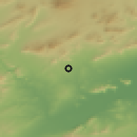 Shaded relief of the 54 km around Fortuna, drawn from the GMTED2010 grid