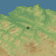 Shaded relief of the 52 km around Galdakao, drawn from the GMTED2010 grid