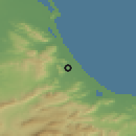 Shaded relief of the 54 km around Gandia, drawn from the GMTED2010 grid