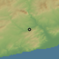 Shaded relief of the 53 km around Gelida, drawn from the GMTED2010 grid