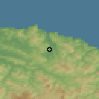 Shaded relief of the 52 km around Gernika-Lumo, drawn from the GMTED2010 grid