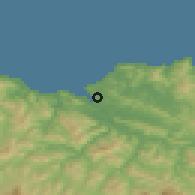 Shaded relief of the 52 km around Getxo, drawn from the GMTED2010 grid