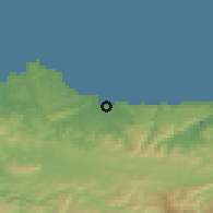 Shaded relief of the 52 km around Gijón, drawn from the GMTED2010 grid