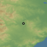 Shaded relief of the 53 km around Girona, drawn from the GMTED2010 grid